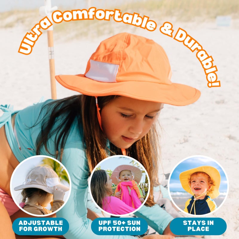SwimZip Wide Brim Sun Hat | UPF 50+ Protection for Baby, Toddler, and Kids Orange - Image 5